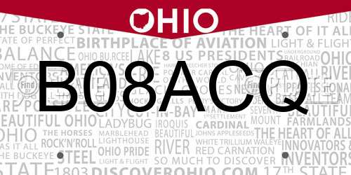 B08ACQ Ohio License Plate