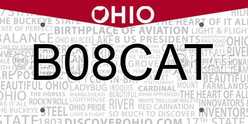B08CAT Ohio License Plate