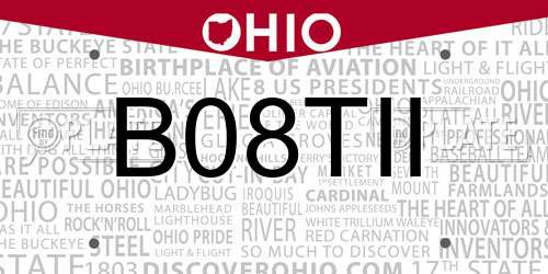 B08TII Ohio License Plate