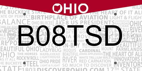 B08TSD Ohio License Plate
