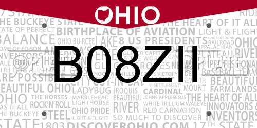 B08ZII Ohio License Plate