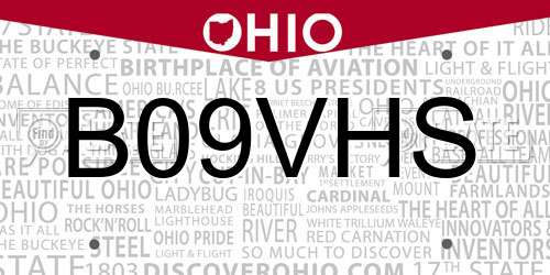 B09VHS Ohio License Plate