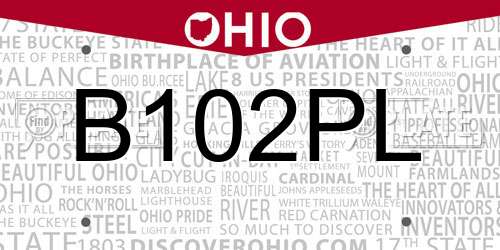 B102PL Ohio License Plate