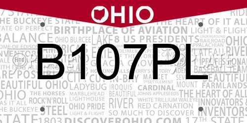 B107PL Ohio License Plate