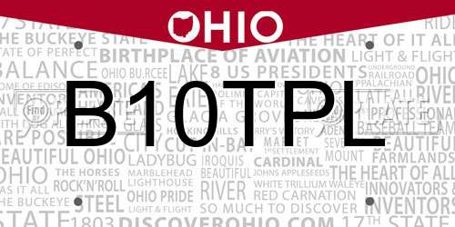 B10TPL Ohio License Plate