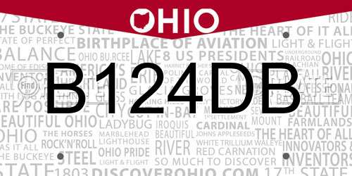 B124DB Ohio License Plate