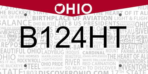 B124HT Ohio License Plate