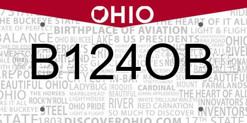 B124OB Ohio License Plate