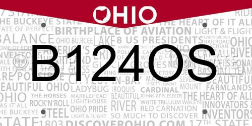 B124OS Ohio License Plate