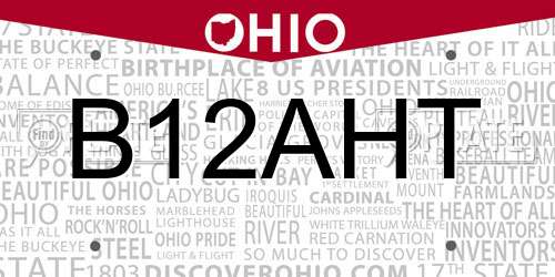 B12AHT Ohio License Plate