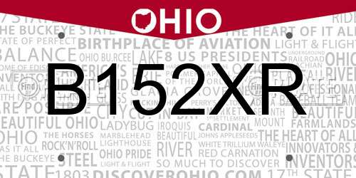 B152XR Ohio License Plate
