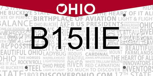 B15IIE Ohio License Plate