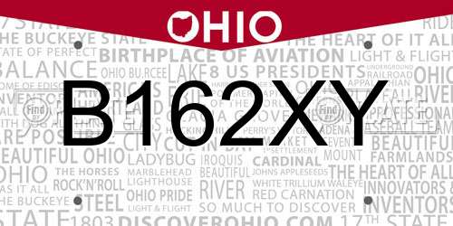 B162XY Ohio License Plate