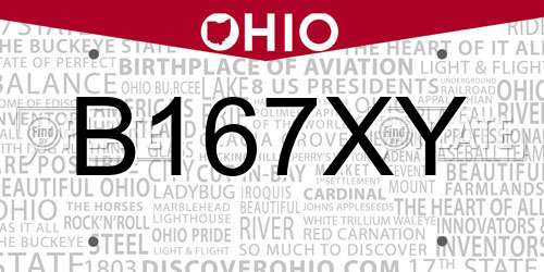 B167XY Ohio License Plate
