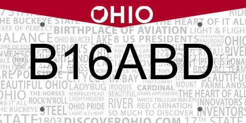 B16ABD Ohio License Plate