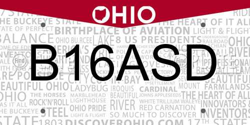 B16ASD Ohio License Plate