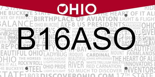 B16ASO Ohio License Plate