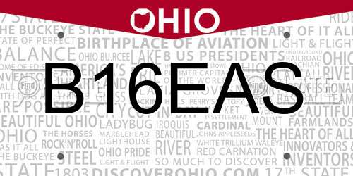 B16EAS Ohio License Plate