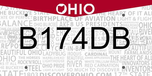 B174DB Ohio License Plate