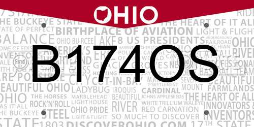 B174OS Ohio License Plate