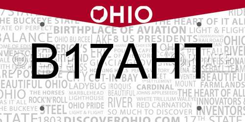 B17AHT Ohio License Plate