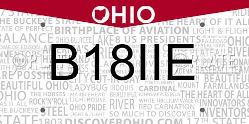 B18IIE Ohio License Plate