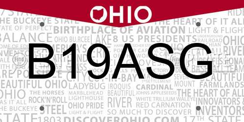 B19ASG Ohio License Plate