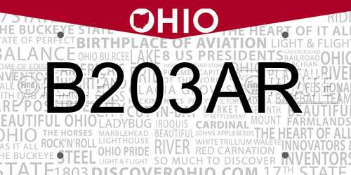 B203AR Ohio License Plate