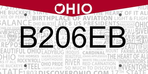 B206EB Ohio License Plate