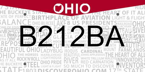 B212BA Ohio License Plate