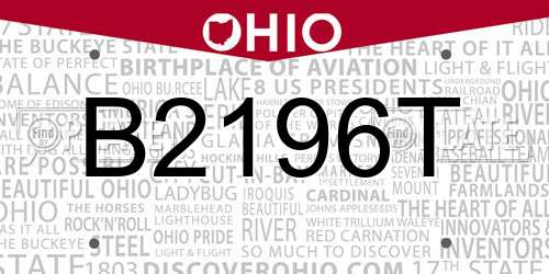 B2196T Ohio License Plate