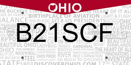 B21SCF Ohio License Plate