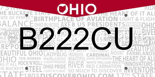B222CU Ohio License Plate