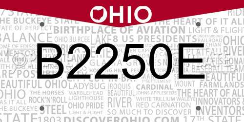 B2250E Ohio License Plate