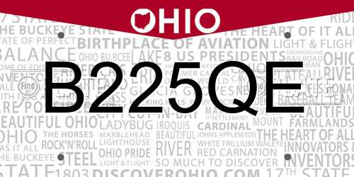 B225QE Ohio License Plate