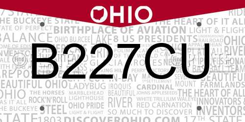 B227CU Ohio License Plate