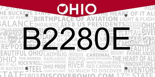 B2280E Ohio License Plate