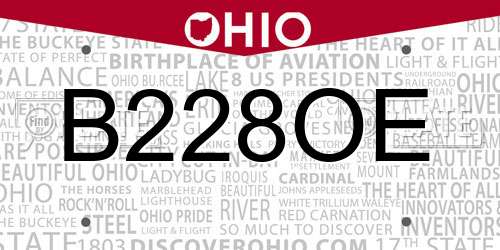 B228OE Ohio License Plate