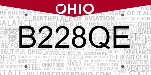 B228QE Ohio License Plate