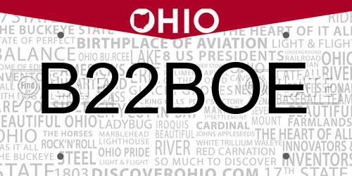 B22BOE Ohio License Plate