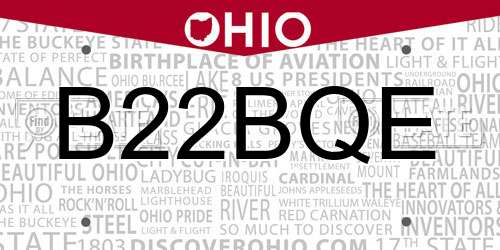 B22BQE Ohio License Plate