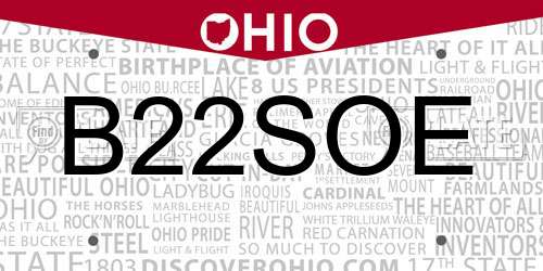 B22SOE Ohio License Plate