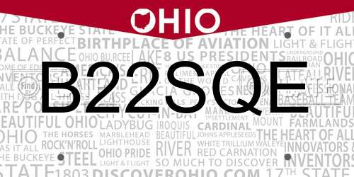 B22SQE Ohio License Plate