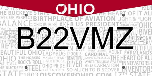 B22VMZ Ohio License Plate