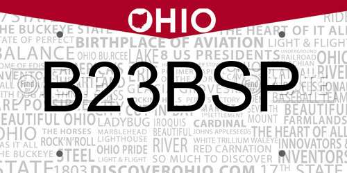 B23BSP Ohio License Plate