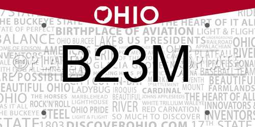 B23M Ohio License Plate