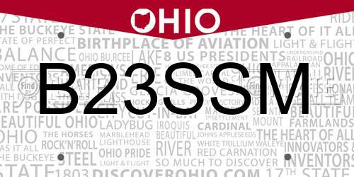 B23SSM Ohio License Plate