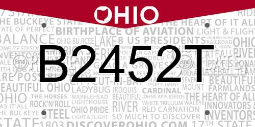 B2452T Ohio License Plate