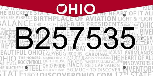 B257535 Ohio License Plate