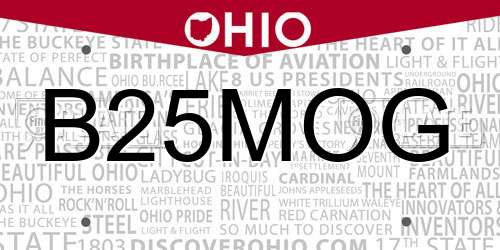 B25MOG Ohio License Plate